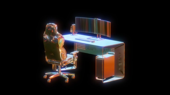 电竞桌椅组合赛博朋克元宇宙通道素材