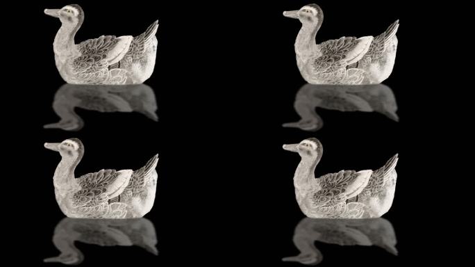 野鸭游泳动画 透明通道 国画风格
