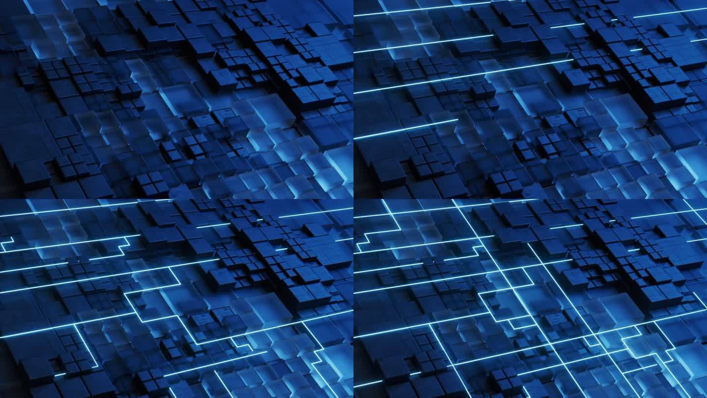 立方体科技感材料背景3D渲染