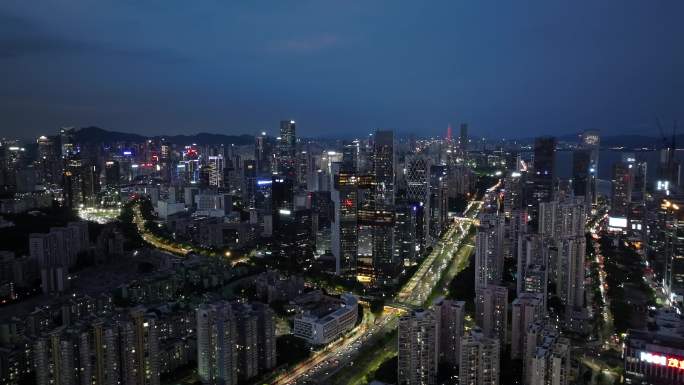 深圳后海腾讯滨海大厦夜景航拍