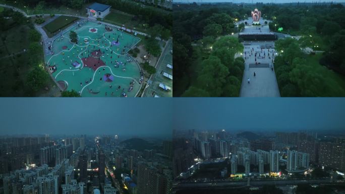 汉川夜景4K航拍