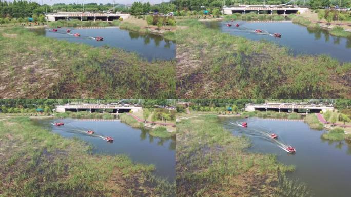 城市消防安全演练河流防汛排查救生艇救人