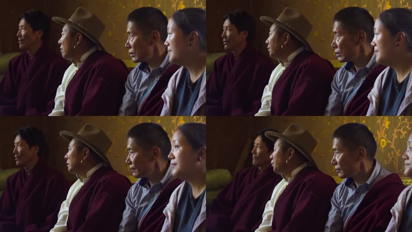藏族房子大厅 吃饭聊天 听老人讲故事