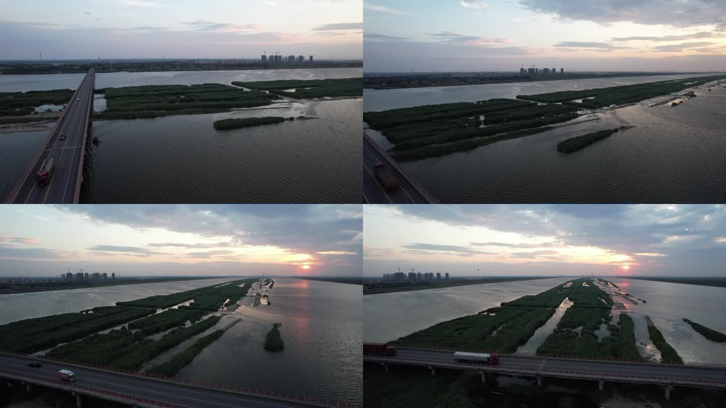 4K 天津 独流减河 湿地 夕阳 风景