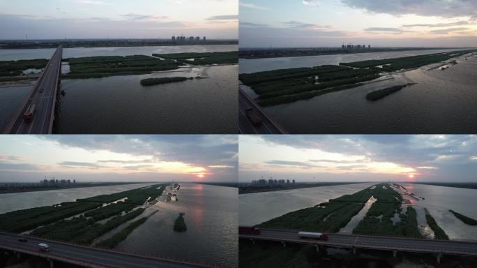 4K 天津 独流减河 湿地 夕阳 风景