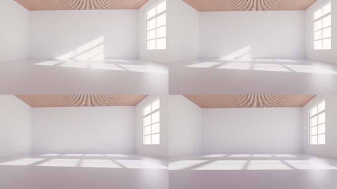 阳光照入室内空房间3D渲染