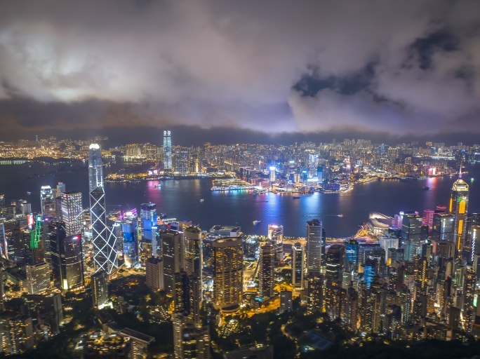 香港航拍延时摄影夜景