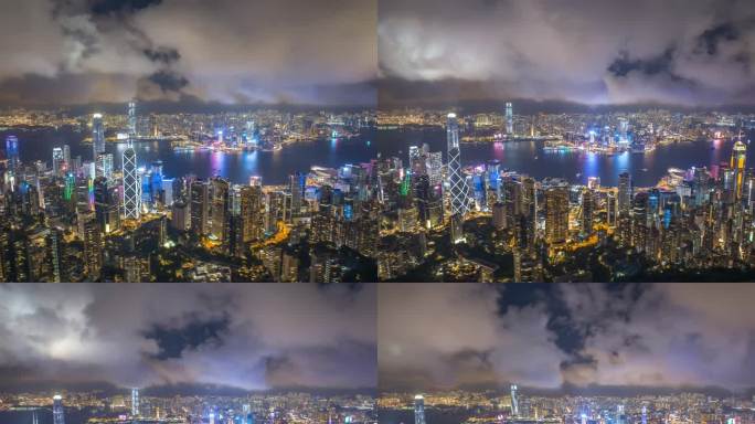 香港航拍延时摄影夜景