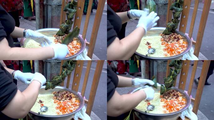 手工包粽子，端午节包粽子（3）
