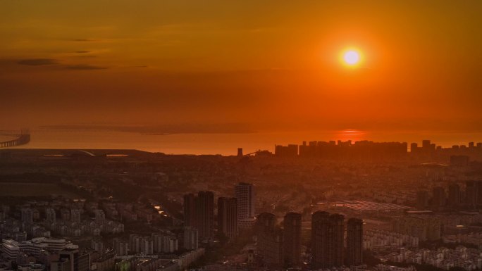 青岛城市风光夕阳落日