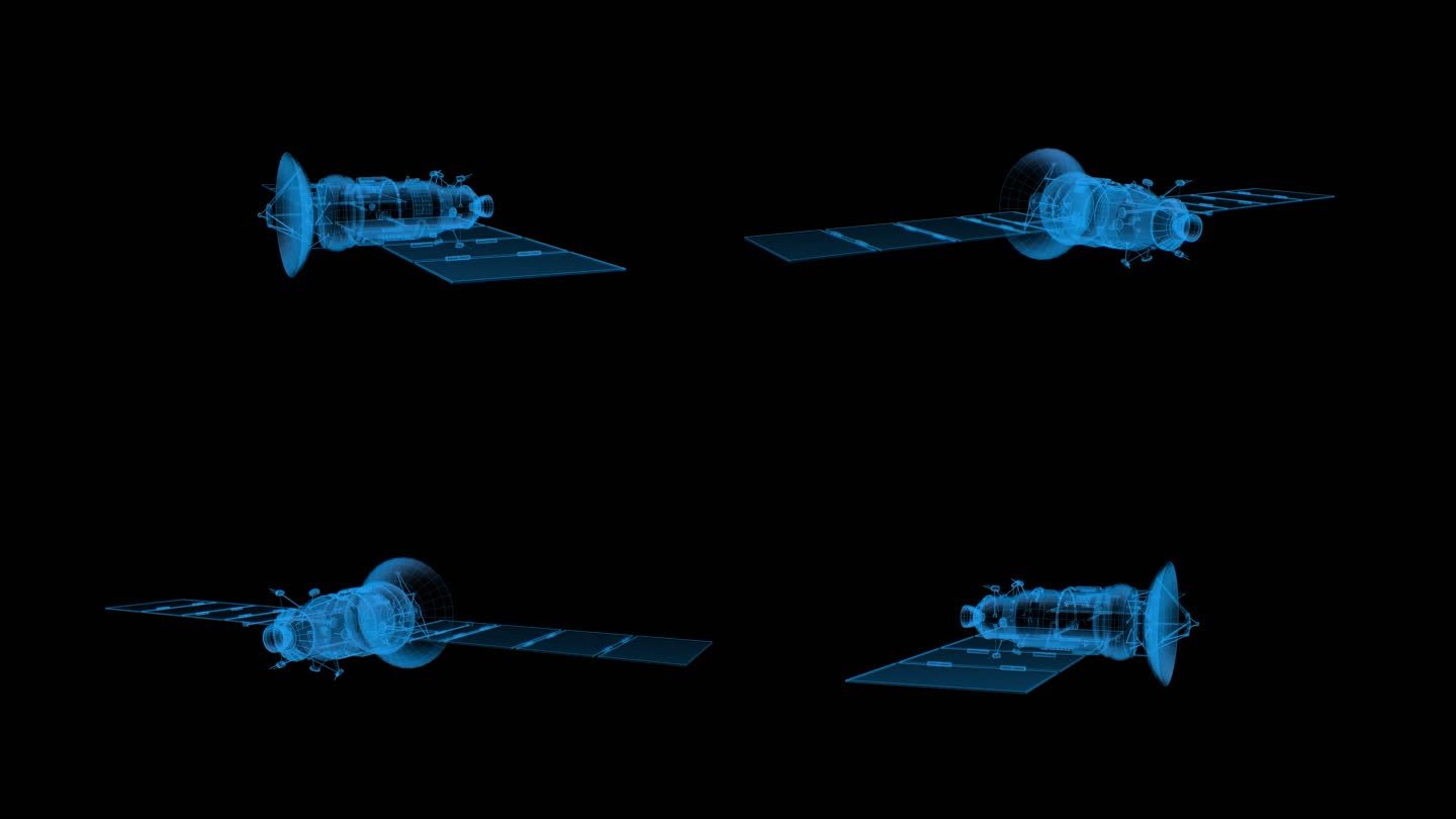 蓝色科技线框卫星1