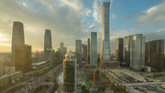 俯瞰北京CBD地标建筑最佳视角日落延时