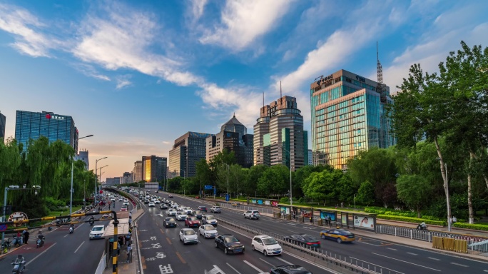 北京二环路金融街城市风光延时摄影