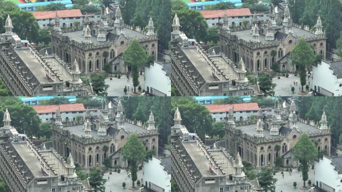 航拍武汉旅游地标古建筑古德寺