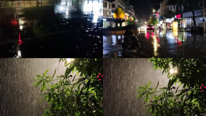 雨夜街景车流雨中雨后 冷清伤心 难过痛苦