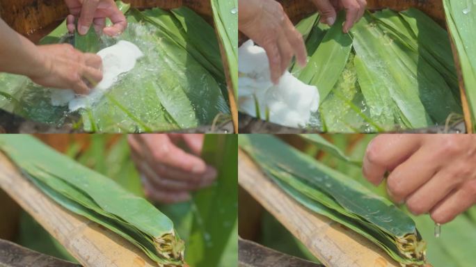 端午节包粽子清洗粽叶子