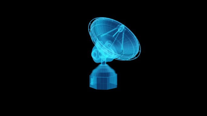 蓝色线框全息科技卫星雷达带