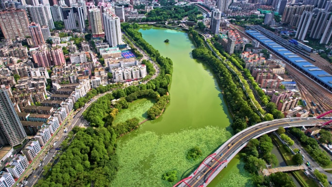 深圳罗湖区洪湖公园城市航拍宣传片