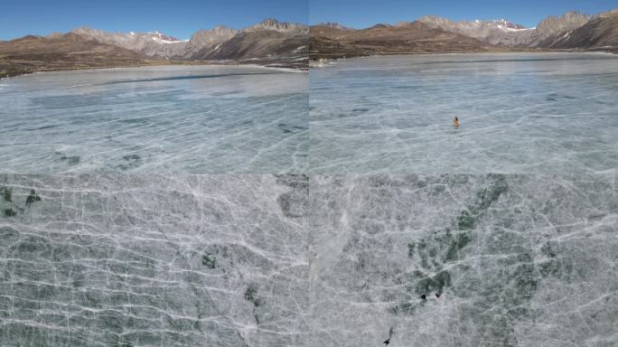 冬季川西姊妹湖冰面航拍