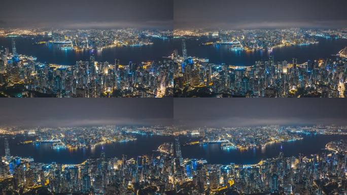 香港全景航拍延时摄影夜景