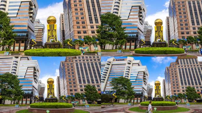 北京金融街标志性雕塑延时摄影