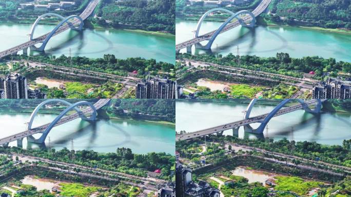 4K航拍广西南宁大桥风光美景