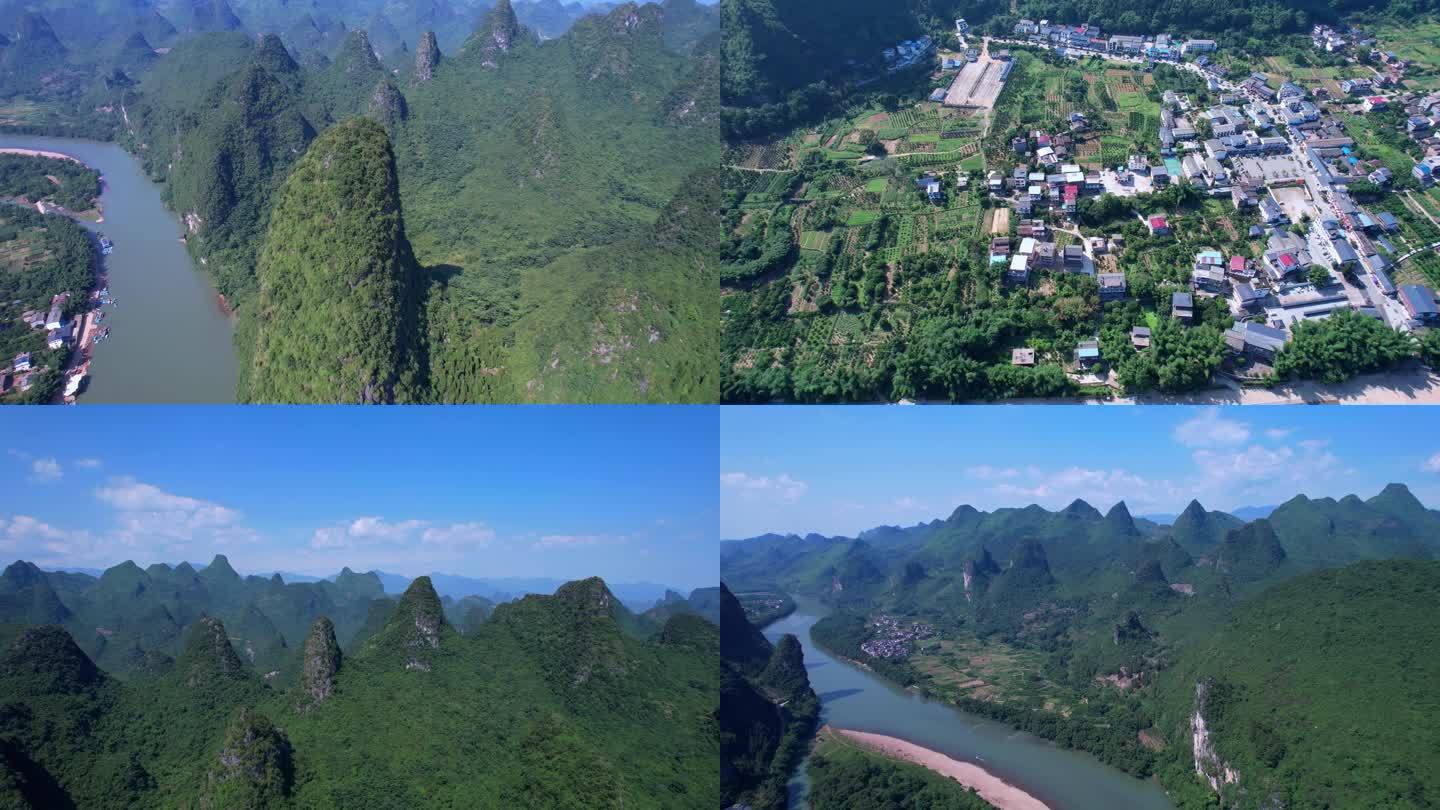 桂林山水旅游风光杨堤风景区多镜头