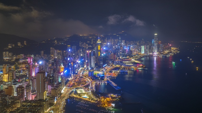 香港航拍延时摄影夜景