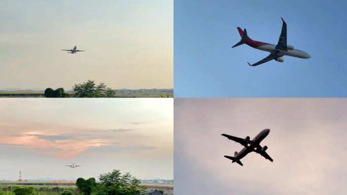 机场拍摄大飞机起飞