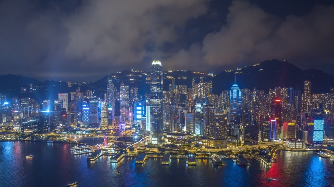 香港岛航拍延时摄影夜景