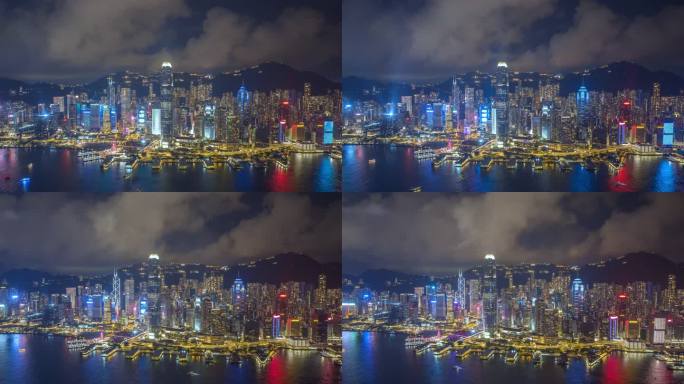 香港岛航拍延时摄影夜景