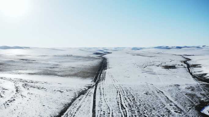 雪地第一视角 雪原平原航拍