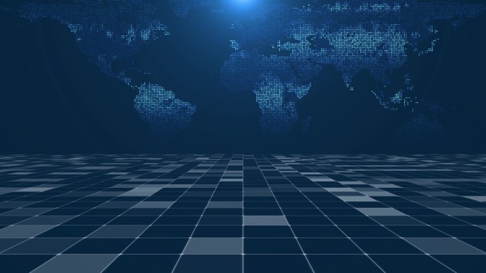 AE模板  科技世界地图网格空间背景