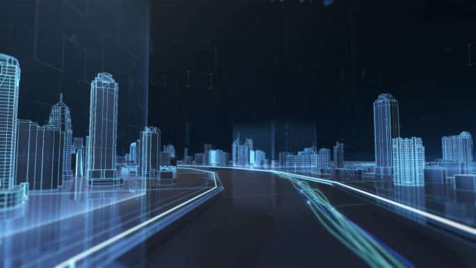 虚拟城市建筑文字标题动画