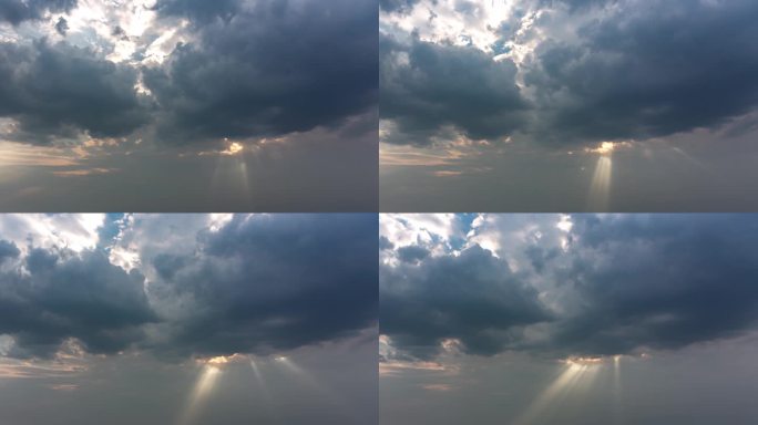 纯天空云隙光耶稣光丁达尔光阳光穿透云层