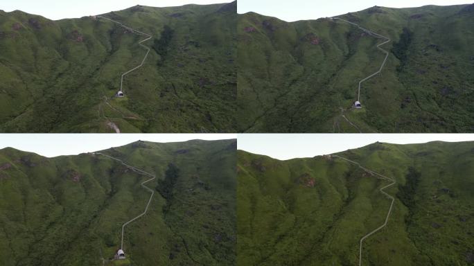 福建宁德鸳鸯草场牧区阳光洒落山顶蓝天白云