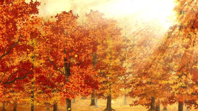 金色秋季树叶飘落场景背景