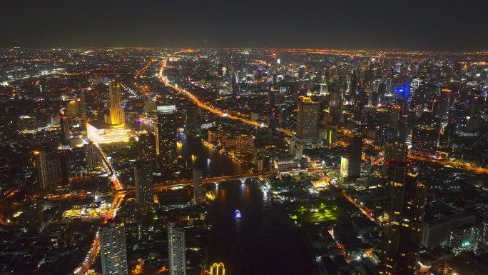 曼谷夜景延时 航拍风景