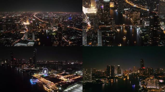 曼谷夜景延时 航拍风景