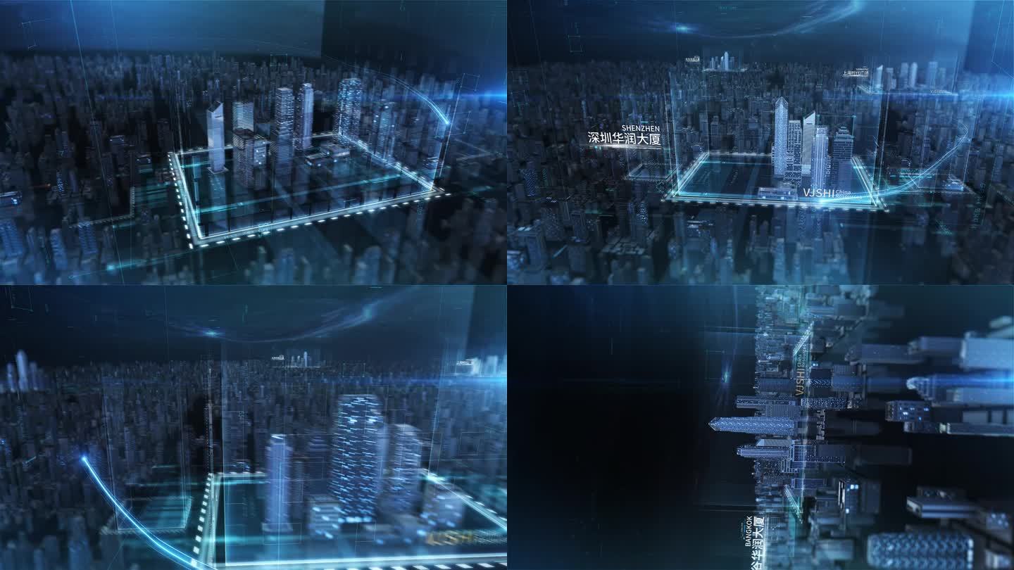 科技虚拟城市三维建筑五大城市地标建筑