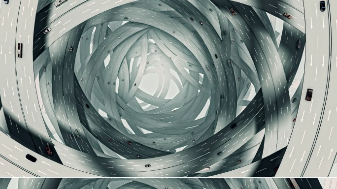 舞美视频 超现实 立交桥 穿梭 循环公路