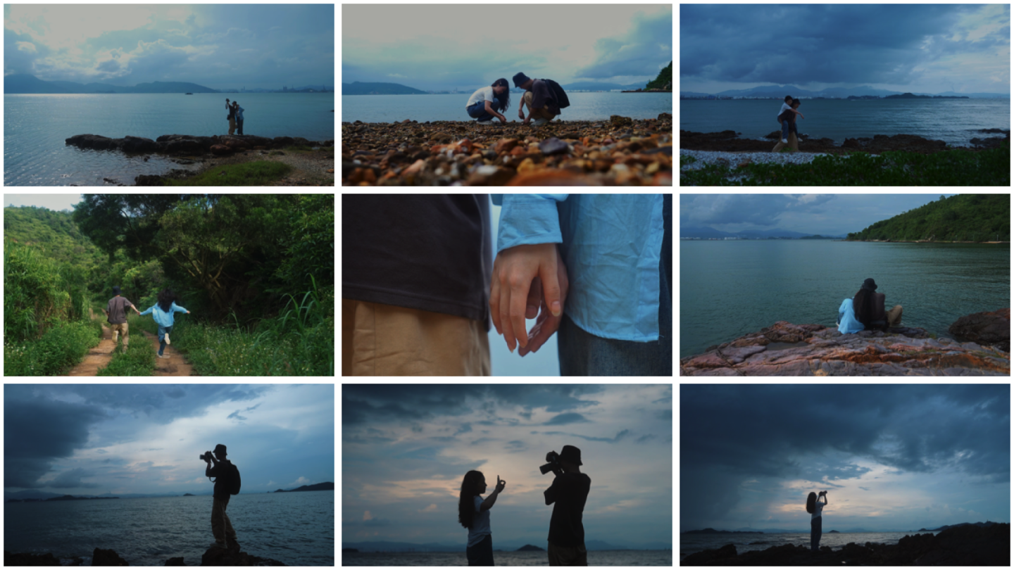 海边情侣牵手幸福拍照