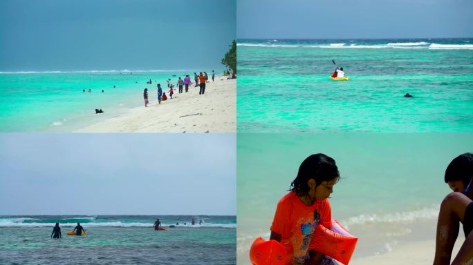 沙滩嬉戏 海边玩耍 休闲旅游