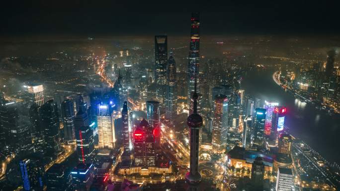 上海 夜景 4K 陆家嘴 平流雾 延时