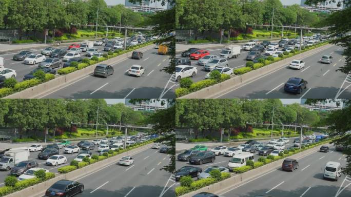 4K实拍，夏天广州科韵路繁忙的交通与车流