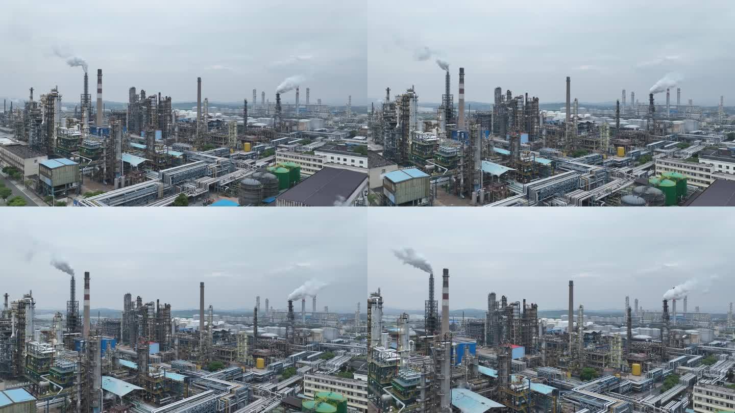 大型炼油厂特写航拍视频