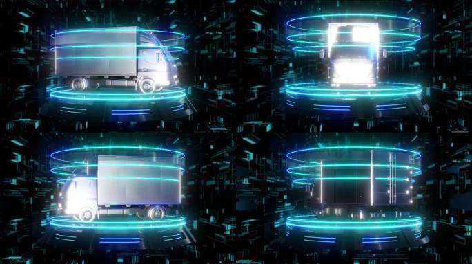 厢式货车元宇宙全息科技光圈展示素材