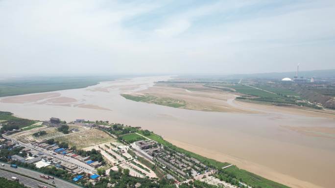 4k航拍黄河渭河分界