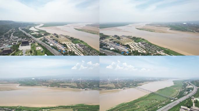 4k航拍黄河渭河分界