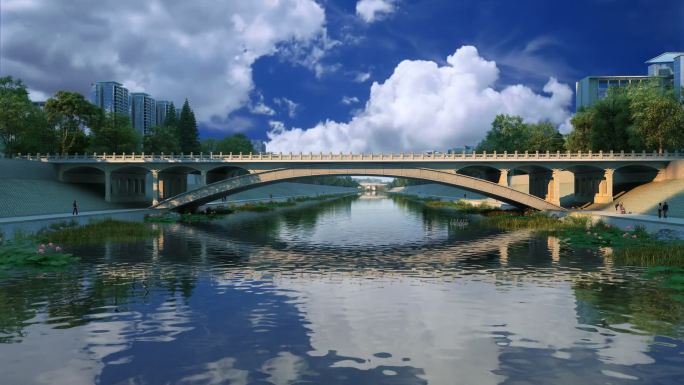 拱桥光影变化 动态天空 延时摄影